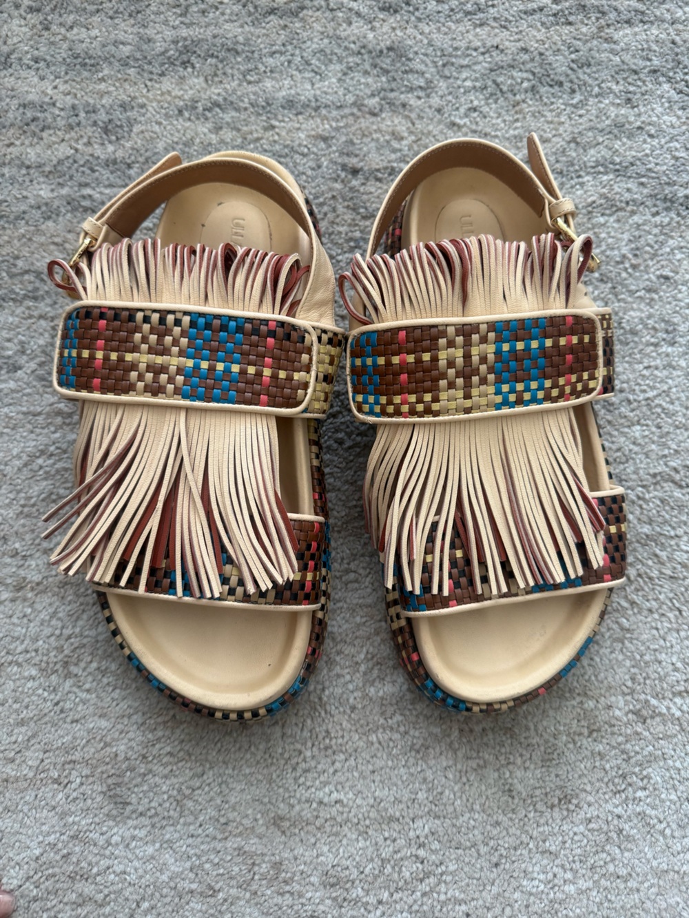 ULLA JOHNSON Fringed Woven Leather Sandals - Picture 6 of 13